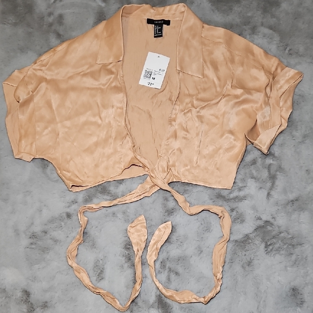 Forever 21 Tan Tie-Front Blouse